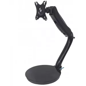 Monitor desk mount MANHATTAN 461429 for 1 screen 13–27", VESA 75x75–100x100mm, gas spring height 21–37cm, 2x USB-A (USB 3.2 Gen1), black