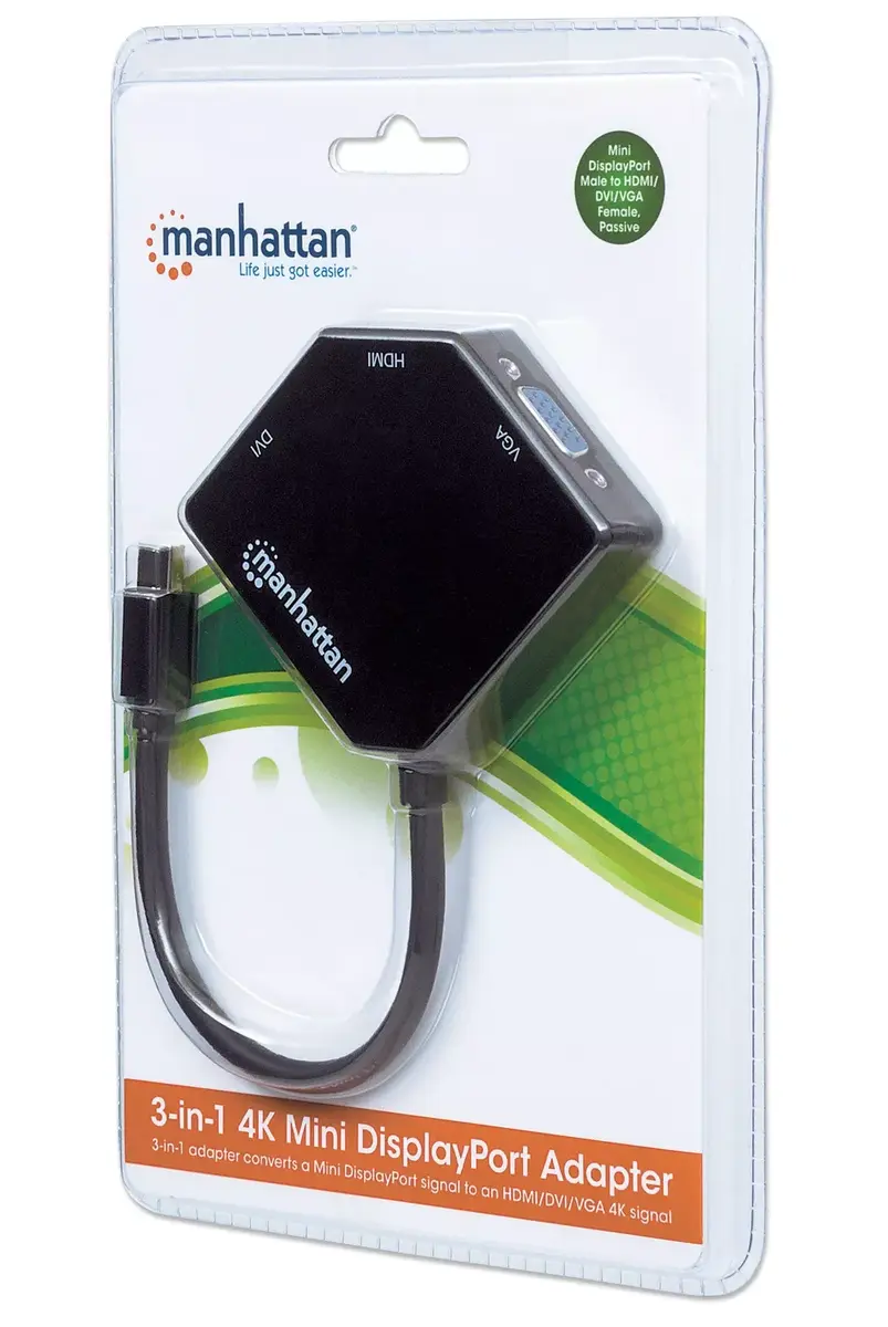MANHATTAN Mini DisplayPort 1.2 кабель‑адаптер 3‑в‑1 25 см Photo 5