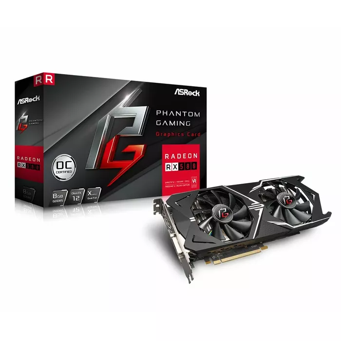 Asrock PHANTOM GXR RX580 8G 90-GA0000-00UANF | Video cards | AiO.lv