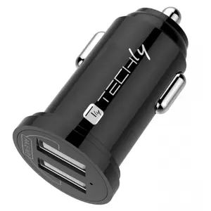 Автомобильное зарядное TECHLY Mini 2x USB-A 17W (3,4A) — 12–24В, чёрное