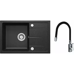 Kitchen sink set deante Leda graphite — single-bowl sink with mixer tap (model ZRDP2113)