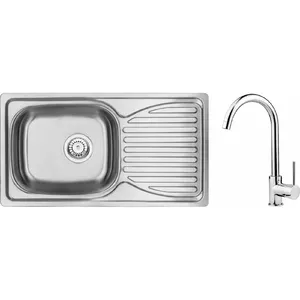 Kitchen steel sink deante ZENB0113 1-bowl with drainer, stainless steel, single bowl