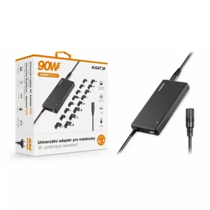 Universal laptop adapter ALIGATOR CHNT003 90W with 16 interchangeable connectors and USB output