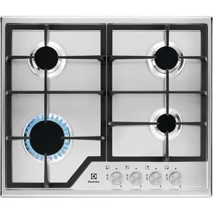 Gāzes plīts virsma Electrolux KGS6426SX, 4 zonas, mehāniskais vadības tips