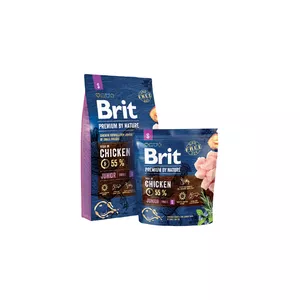 Сухой корм для собак Brit Premium by Nature Junior S 8 кг – щенки мелких пород (5–10 кг), курица и яблоко, белок 32%, жир 20%