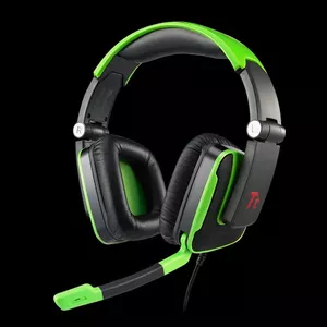 Vadu spēļu austiņas ar galvas joslu THERMALTAKE Tt eSPORTS Console One — supraaurālas, 20–20000 Hz, 3 m kabelis, melna/zaļa