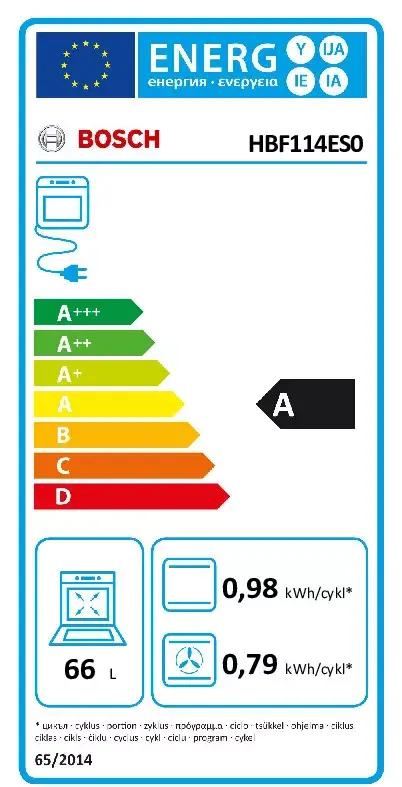 Bosch Serie 2 HBF114ES0 iebūvējamā elektriskā krāsns Photo 5