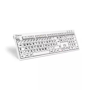 Logickeyboard LKB-LPRNTBW-CWMU-DE tastatūra USB QWERTZ Vācu Melns, Sudrabs, Balts