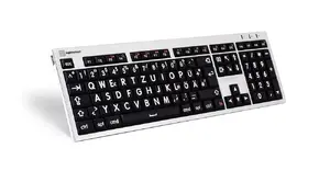 Keyboard LogicKeyboard LKB-LPRNTWB-CWMU-DE full-size wired USB mechanical QWERTZ German, Black/Silver/White