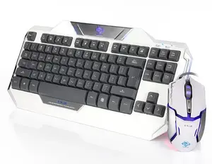 Keyboard e-blue EKM811WHUSIU Full-size 100% wired USB with mouse, black/white