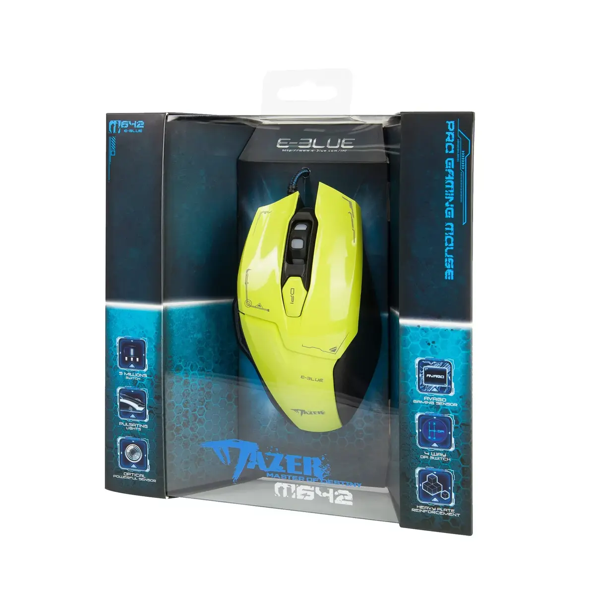 Spēļu pele e-blue Mazer — 2500 DPI, USB Type-A Photo 3
