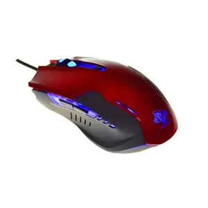 Spēļu pele e-blue Auroza G — labrokāja, optiskā 3000 DPI, USB Type-A, 6 pogas, sarkani/melnā