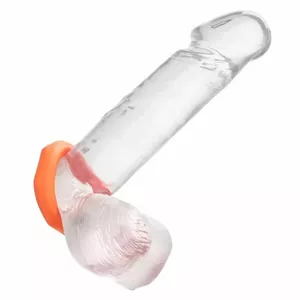 Силиконовое кольцо для пениса California Exotics Alpha Sexagon Ring Orange — модель D-233062, эластичное одно-слойное