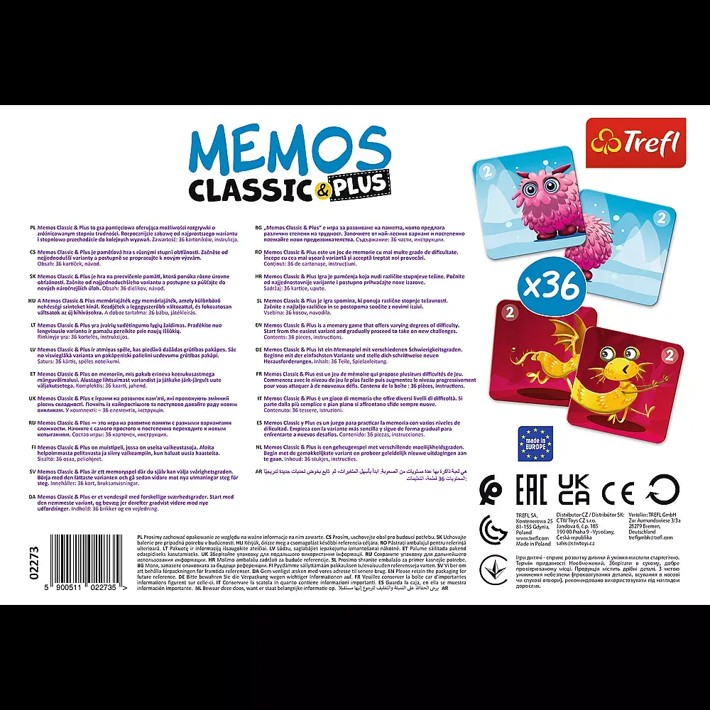 TREFL Memo Game Classic Plus Cute Monsters 02273T Photo 4