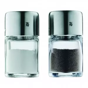 Salt & pepper shaker set WMF BEL GUSTO – glass body with stainless steel top, 2‑piece