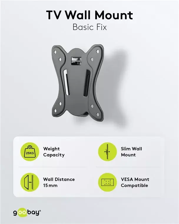 Goobay TV sienas stiprinājums Basic Fix Izmērs S Photo 6