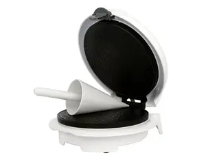 Waffle iron Adler AD 3038 — single circular waffle, 1500 W, adjustable thermostat, non-stick plates, grey/white