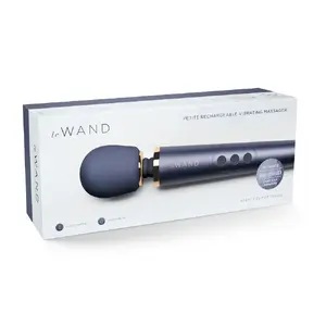 Handheld wand massager le wand Petite Navy — rechargeable, waterproof, 25.4 cm, head Ø 4.7 cm, silicone with PU coating, travel lock