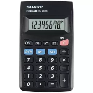 Calculator Sharp EL-233S — Basic pocket calculator, 8-digit display, battery-powered, black