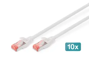 DIGITUS CAT 6 S/FTP tīkla kabelis 0.5 m balts RJ-45 vīrietis pret vīrieti 10 gabali DK-1644-005-WH-10