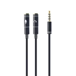 Audio adapter Gembird CCA-417M 2×3.5mm male to 3.5mm female, 0.2 m, black