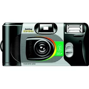 Disposable film camera Fujifilm QuickSnap Marine with built-in flash — preloaded point-and-shoot