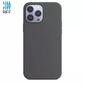 Phone case Riff for iPhone 13 Pro Max — silicone, grey, soft fiber lining