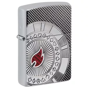 Windproof Zippo lighter Zippo 49058 Armor Poker Chip Design, metal refillable case