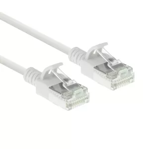 ACT White 3 metri LSZH U/FTP CAT6A datu centra plānais patch kabelis bez aizķeršanās ar RJ45 savienotājiem