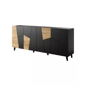 Комод cama meble ETNA 200x42x82 см, черный матовый с отделкой дуб craft, ДСП