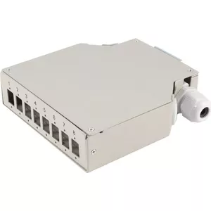 Fiber Optic Distribution Box ShiverPeaks 07-65011 — 8-Port Metal DIN Rail, Grey