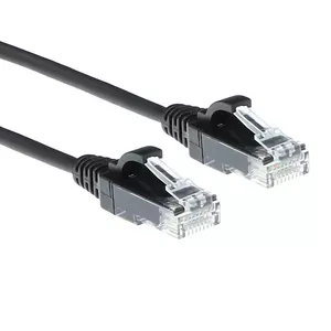 ACT Black 0.15m LSZH U/UTP CAT6 Slimline Patch Cable Snagless RJ45