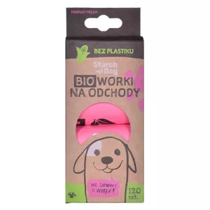 Biodegradable dog poop bags Starch Bag 8×15 — 120 pink bags, suitable for all breeds