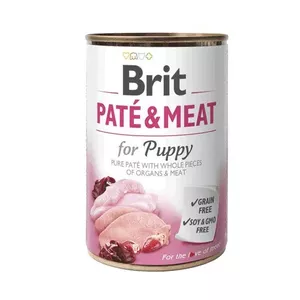 Влажный корм для собак Brit Paté & Meat Puppy Chicken 400 г — паштет для щенков, без зерна, 75% влаги, 11,5% белка