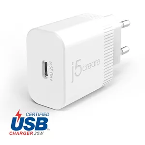 Wall Charger j5create JUP1420 20W PD USB-C Indoor AC 100-240V