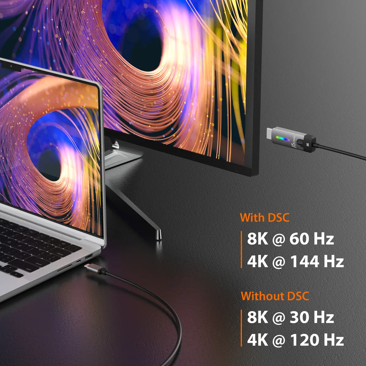 j5create JCC157-N USB-C uz HDMI 2.1 8K kabelis Photo 7