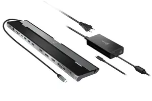 j5create JCD543P USB-C Triple Display Docking Station with 100W PD Adapter, Wired, Gigabit Ethernet, Card Reader, 3x USB-A Ports