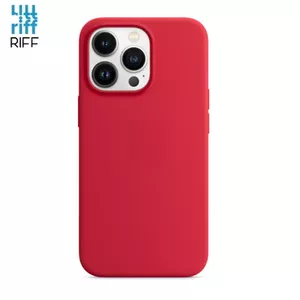 Silicone case Riff for iPhone 13 Pro Max, soft fiber interior, red