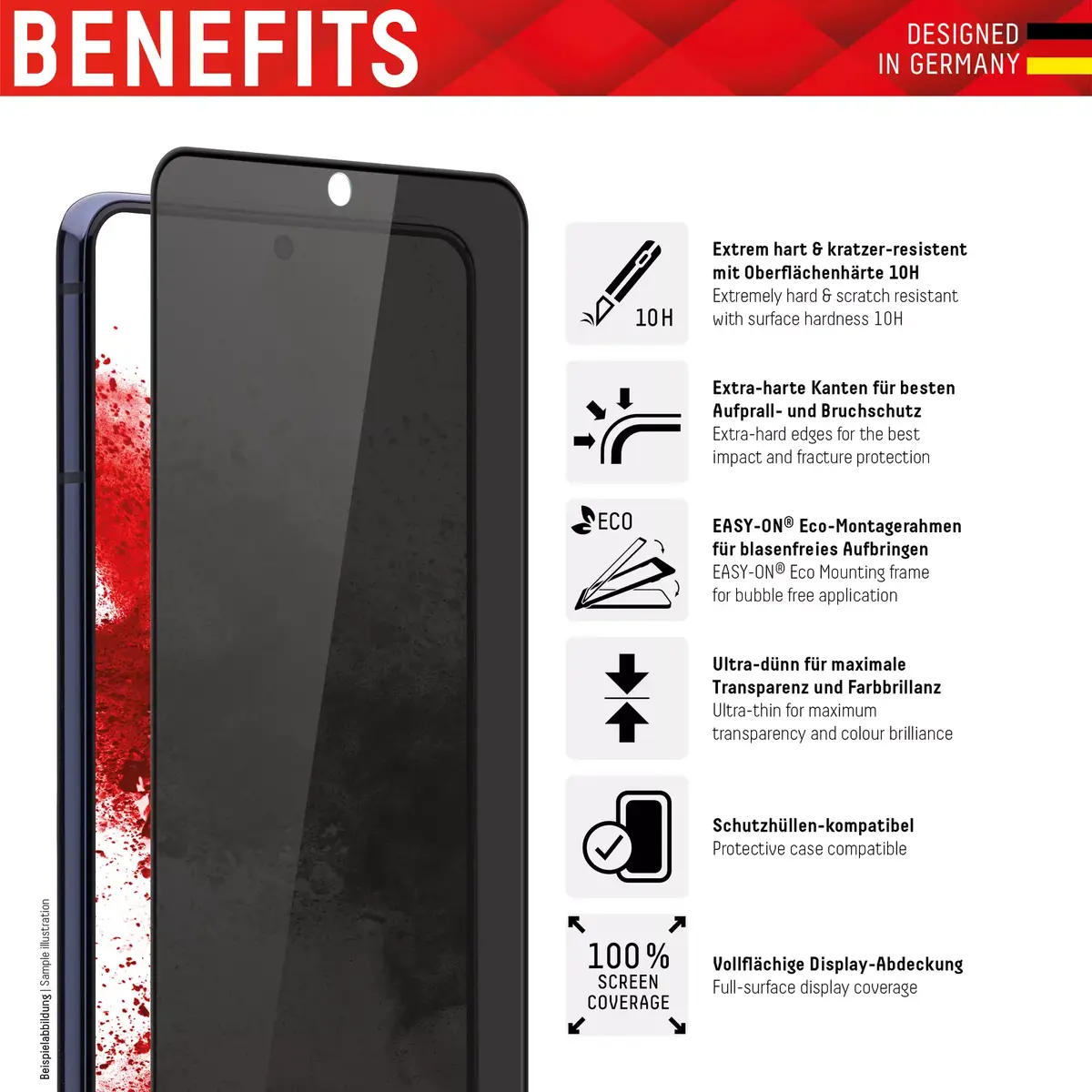 Displex Privacy Full Cover ekrāna aizsargs Samsung Galaxy S22 Photo 2