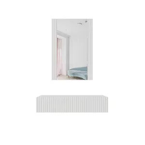 Kosmētikas galds ar spoguli cama meble PAFOS 80×41.6×100 cm, balts matēts, MDF rāmis, 1 atvilktne
