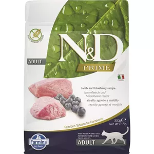 Dry cat food Farmina N&D Prime Lamb and Blueberry Adult 300 g — 42% protein, 20% fat, grain-free