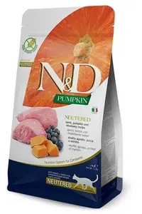 Dry cat food Farmina N&D Pumpkin Lamb Blueberry Neutered Adult 1.5 kg – protein 46%, fat 11%