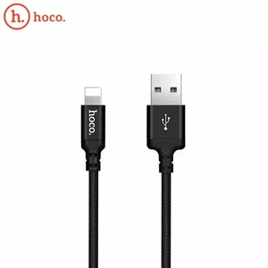 USB Lightning Cable HOCO X14 1m — Durable Fabric, Lightning to USB, Fast Charging 2.4A (MD818) Black
