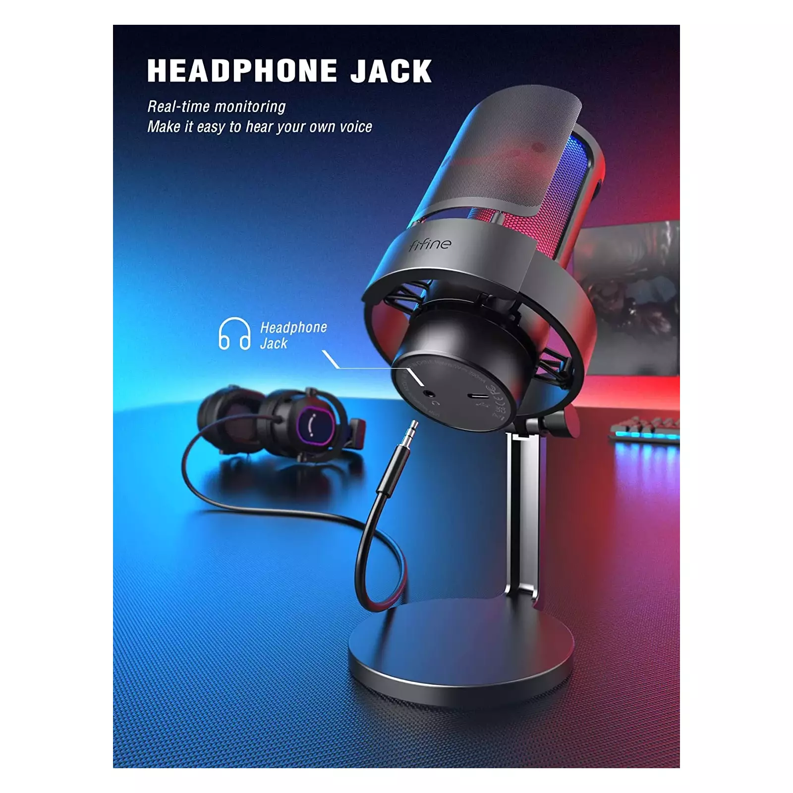 Fifine Amplifire A8 RGB microphone FA8B | AiO.lv