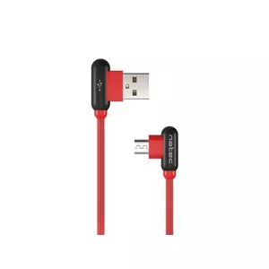 Extreme Media kabelis no microUSB uz USB (M), 1 m, leņķveida, kreisais/taisnais, sarkans