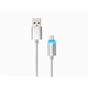 USB Micro uz Type A kabelis NATEC Prati NKA-1209 1 m sudraba ar LED