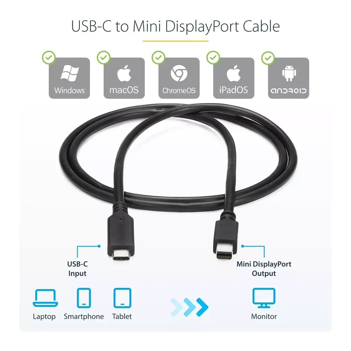 USB-C uz Mini DisplayPort kabelis StarTech CDP2MDPMM1MB Photo 8