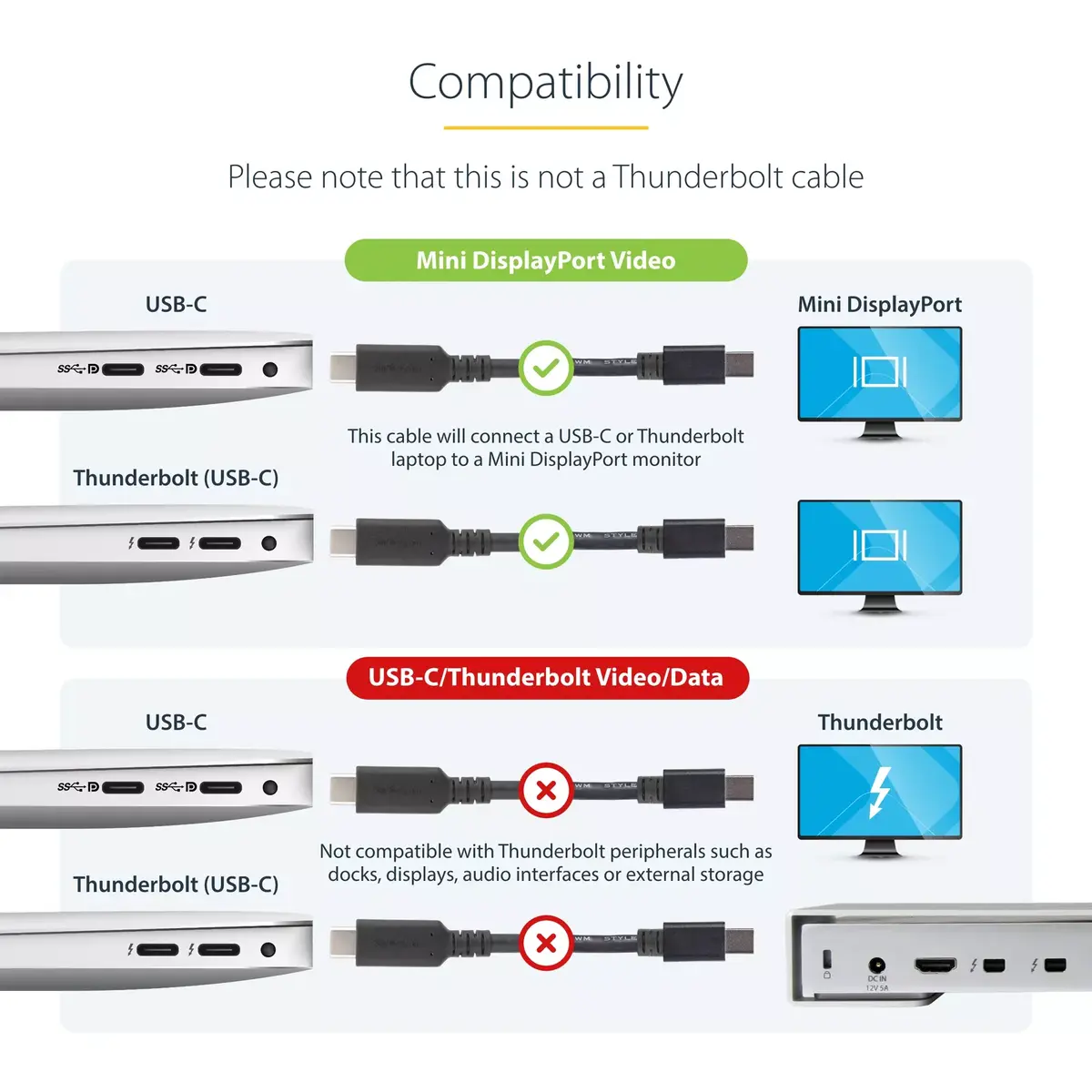 USB-C uz Mini DisplayPort kabelis StarTech CDP2MDPMM1MB Photo 9