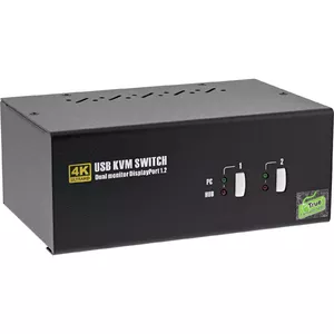 KVM Switch InLine 2-port Dual Monitor DisplayPort 1.2 4K USB 2.0