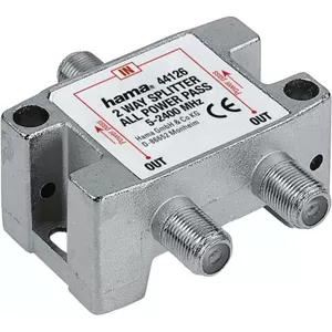 Satelīta koaksiālais sadalītājs HAMA Classic Line 2-way pilnībā ekranēts — 2 izejas, pilna ekranēšana